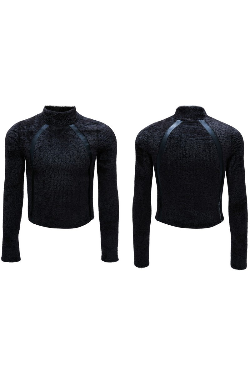 Deconstructed Fleece Turtleneck Top