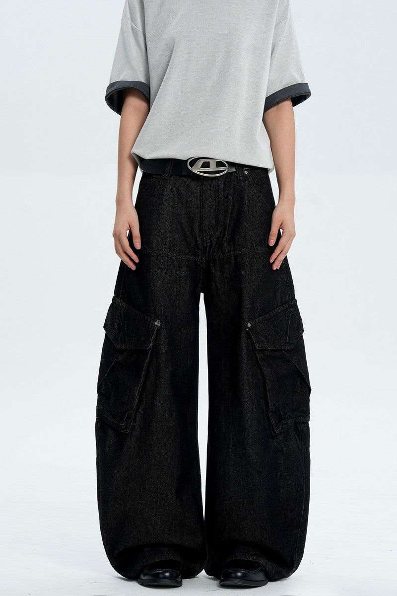 Black Multi Pocket Work Jeans