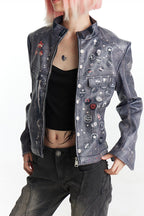 Vintage Punk Cropped Biker Jacket