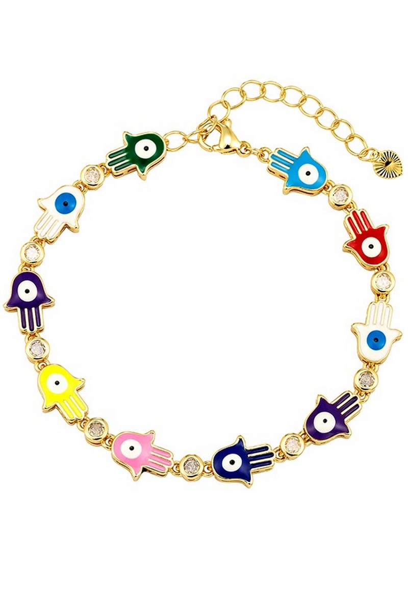 Colorful Hamsa Cross Bracelet