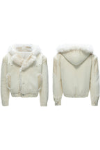 Marble Faux Wolf Fur Puffer Jacket