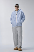 Striped Zip Hooded Shirt Jacket