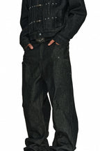 Studded Black Straight Jeans