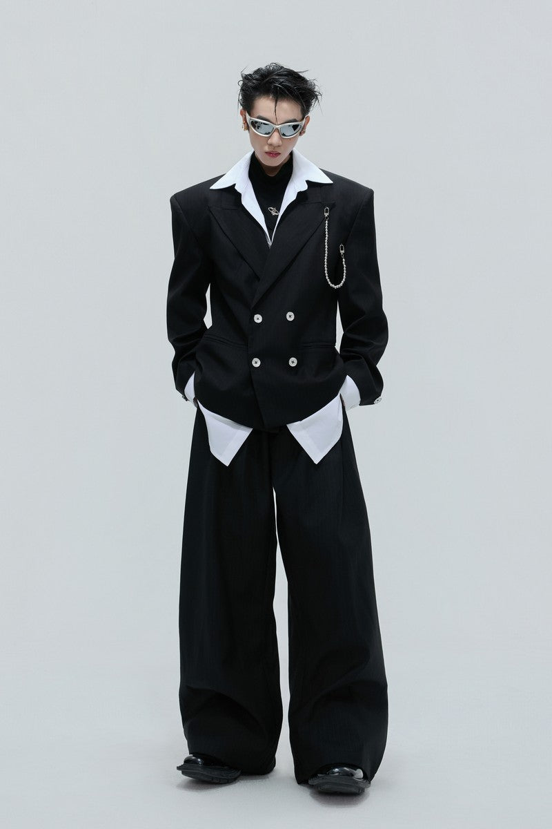 Striped Cinched Waist Trousers