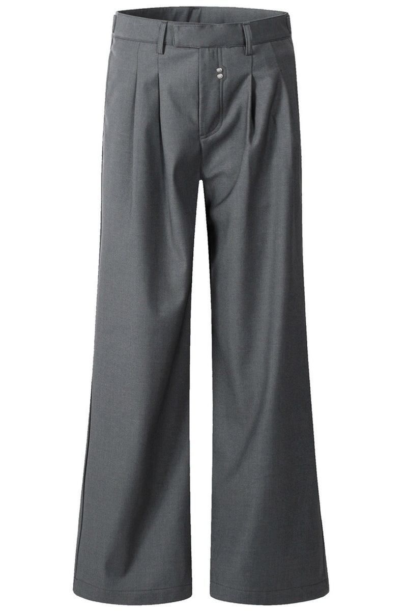 Pleated Rivet Relaxed Dress Trousers