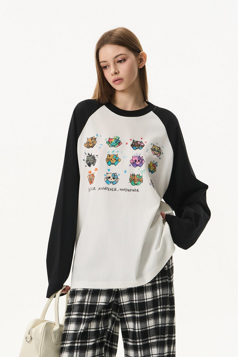 Graffiti Kitten Raglan Tee