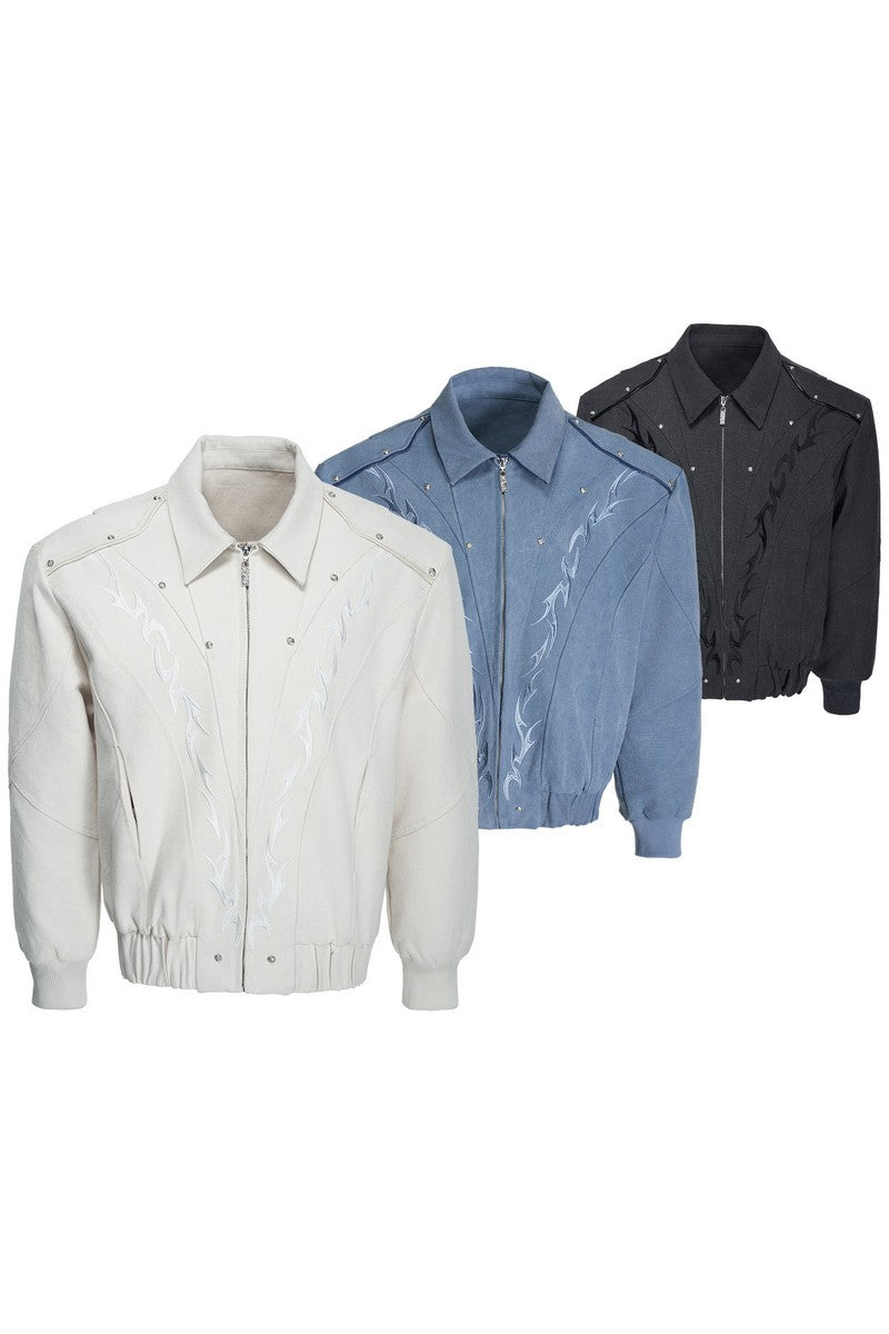 Washed Canvas Studded Jacket