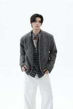 Layered Look Plaid Knit Cardigan