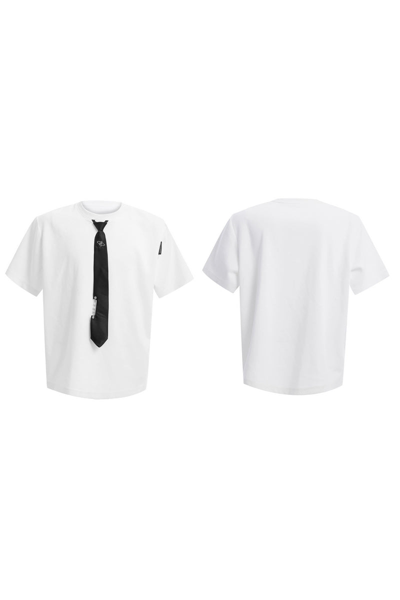 Tie Detail Padded Shoulder T-Shirt