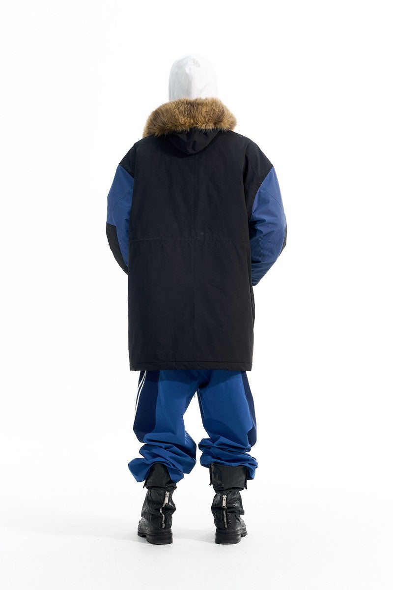 Colorblock Embroidered Long Parka