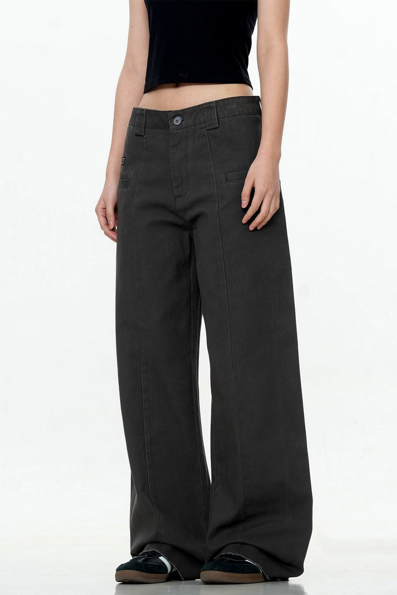 Cement Gray Straight Cargo Pants