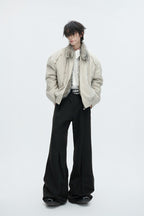 Washed Canvas Faux Wolf Fur Puffer