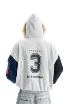 Colorblock Fleece Collar Print Jacket