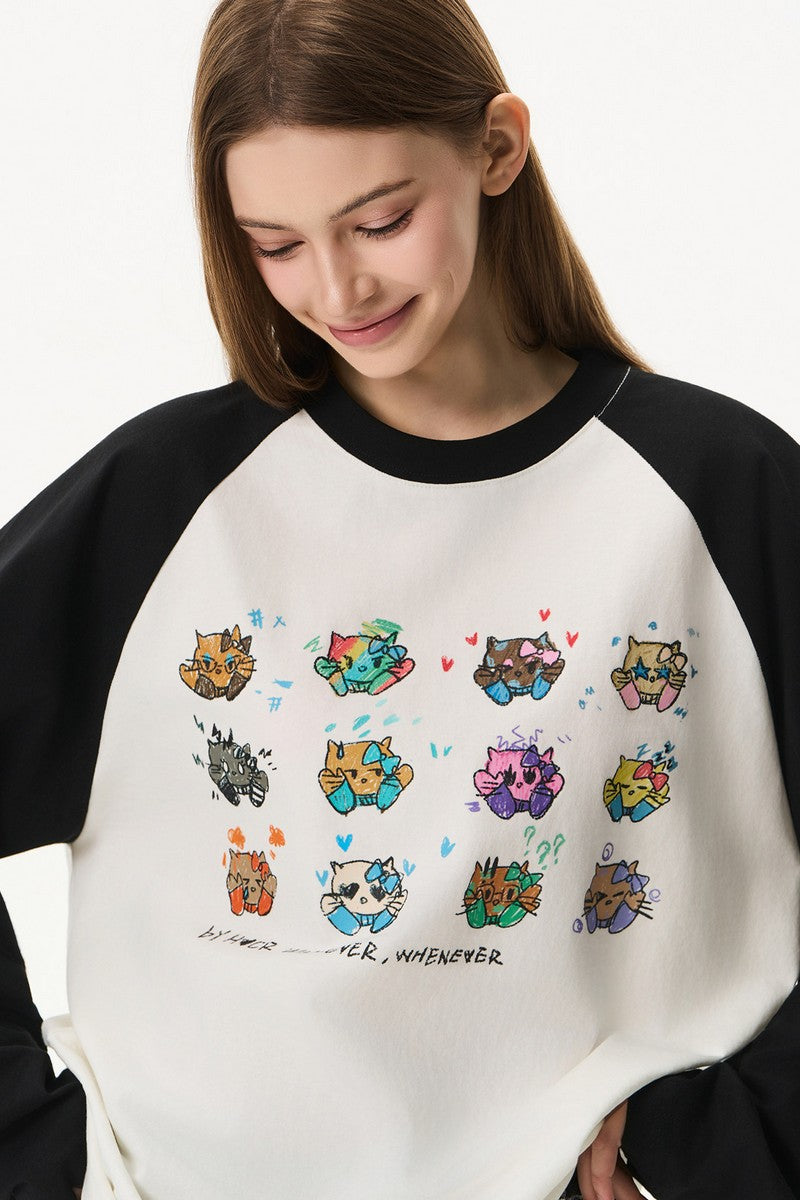 Graffiti Kitten Raglan Tee