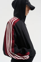Frayed Stripe Hoodie Track Jacket