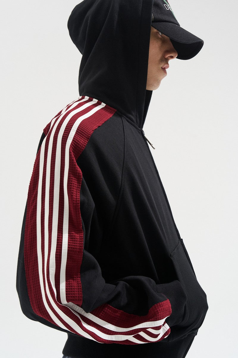 Frayed Stripe Hoodie Track Jacket