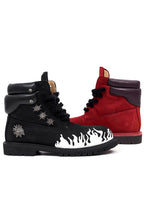 Handpainted Flame Leather Combat Boots