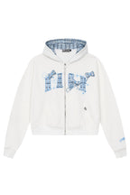 Embroidered Plaid Zip Hoodie