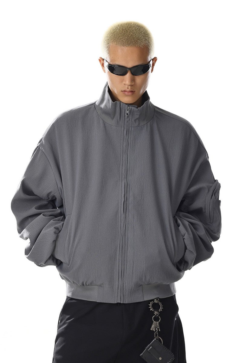 Gray Short Mock Neck Jacket