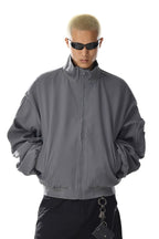 Gray Short Mock Neck Jacket