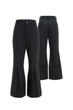 Wool Pleated Flare Trousers