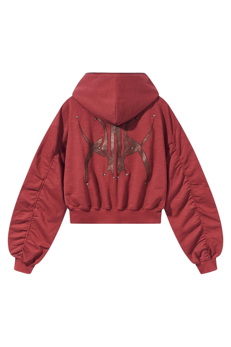 Tri-Color Hooded Logo Studded Slub Hoodie