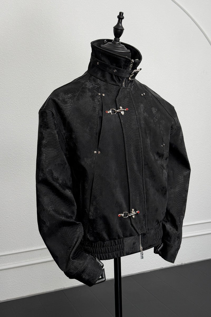 Snakeskin Panel Bomber Jacket