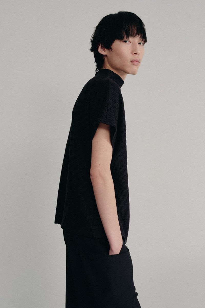 Textured Cowl Sleeve Tee
