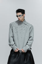 Pearl Embellished Cable Knit Sweater