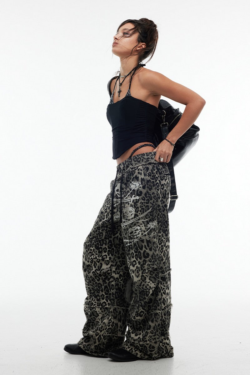 Leopard Cargo Hem Shorts