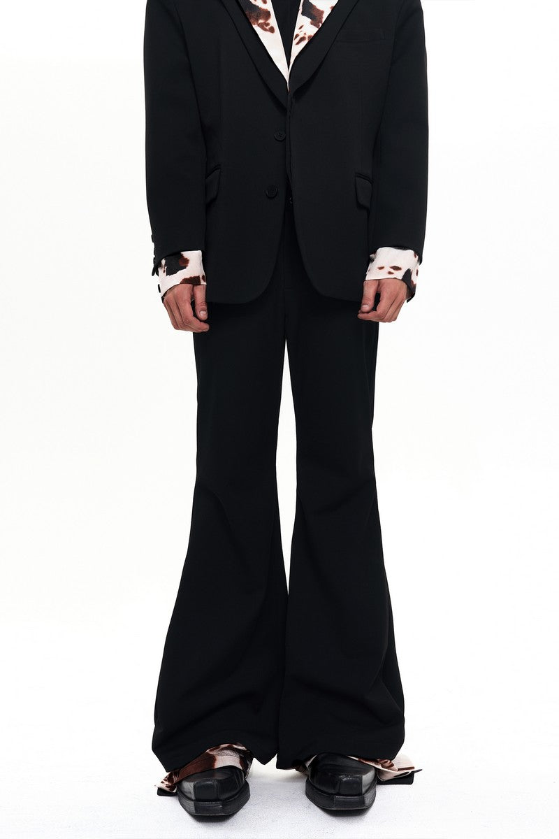 Cow Print Layered Flared Trousers