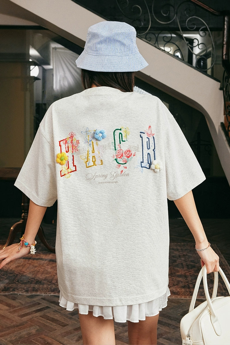 『Copping Zone』Handrawn Crayon Flower Loose Tee Handrawn Crayon Flower Loose Tee – Copping Zone