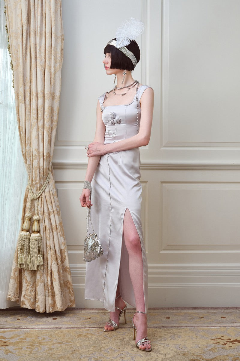 Elegant Satin Long Skirt Dress