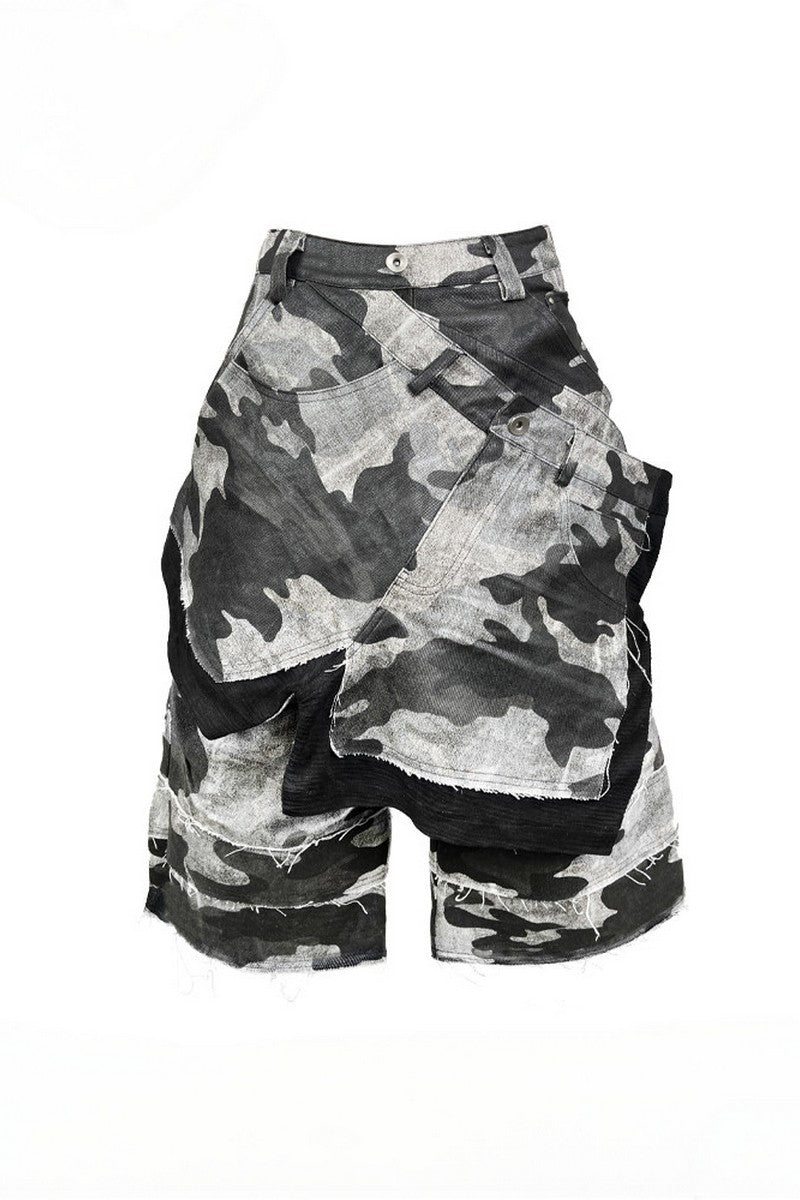 Camo Waxed Zip Shorts