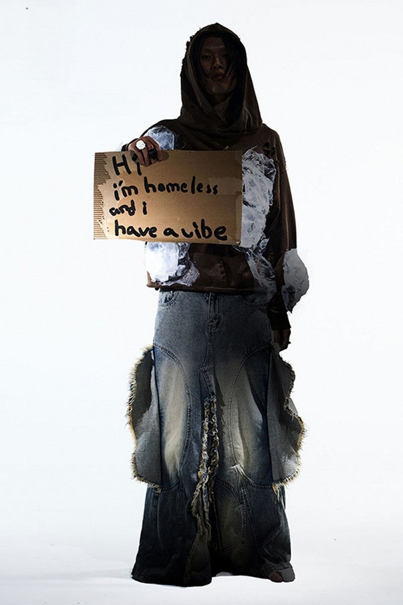 Washed Monkey Denim Skirt
