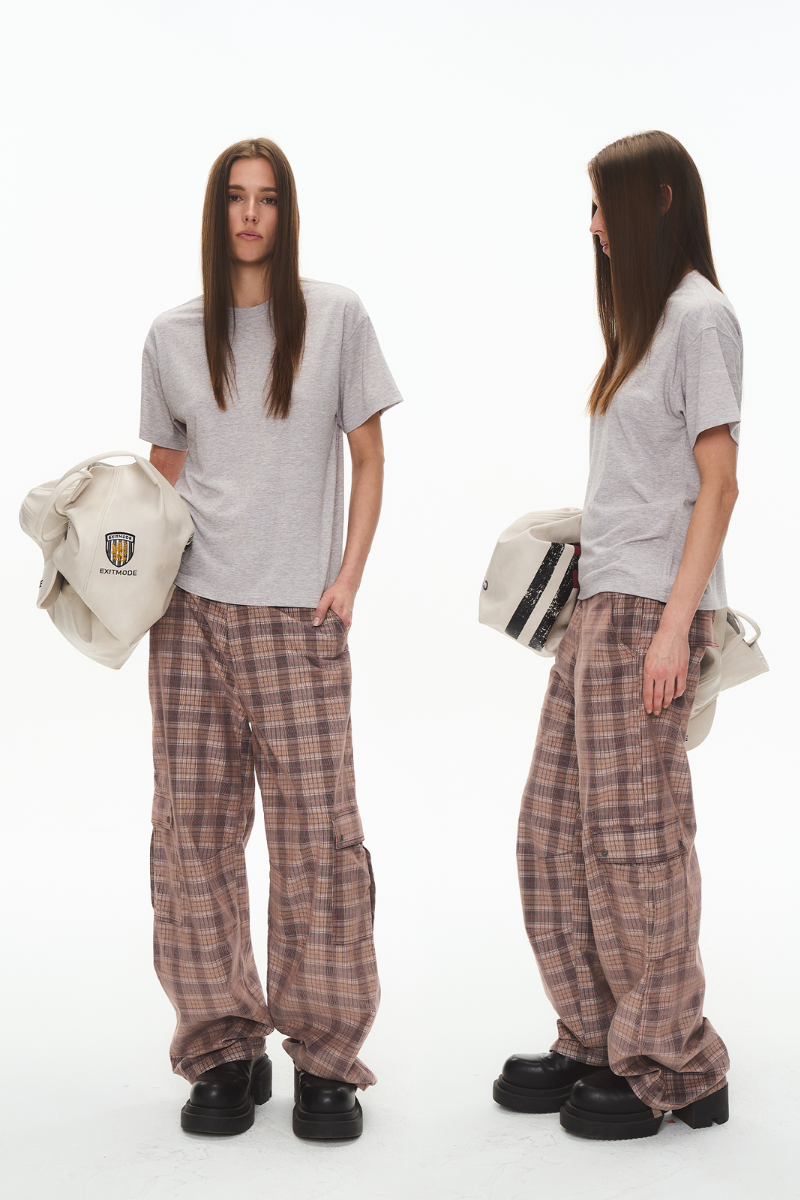 Plaid Corduroy Cargo Pants