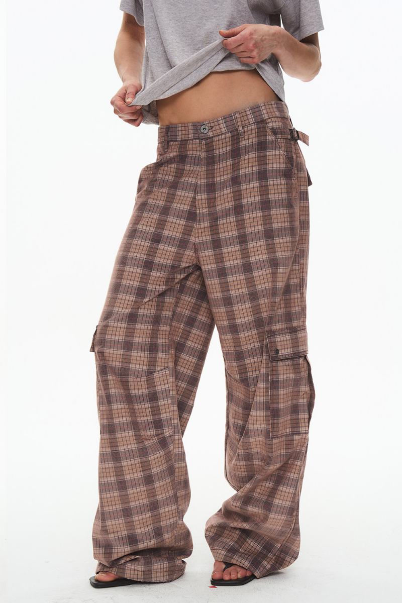 Plaid Corduroy Cargo Pants