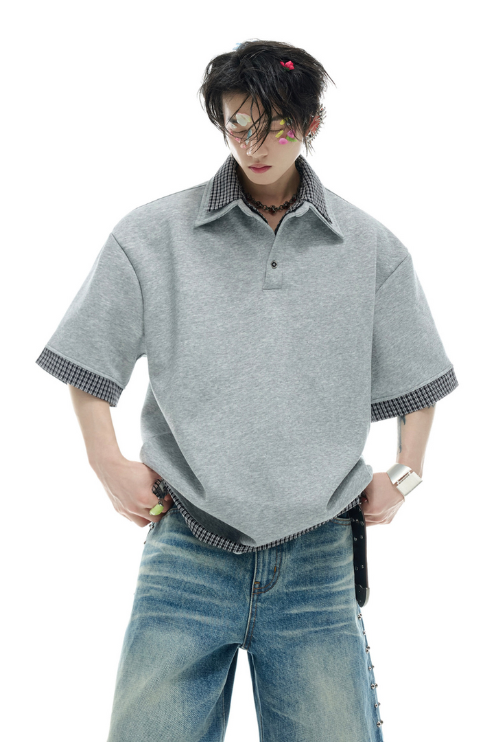 Plaid Layered Polo Tee