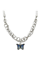 Blue Flame Butterfly Necklace