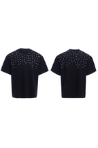 Hand-Sewn Rhinestone Cotton Tee