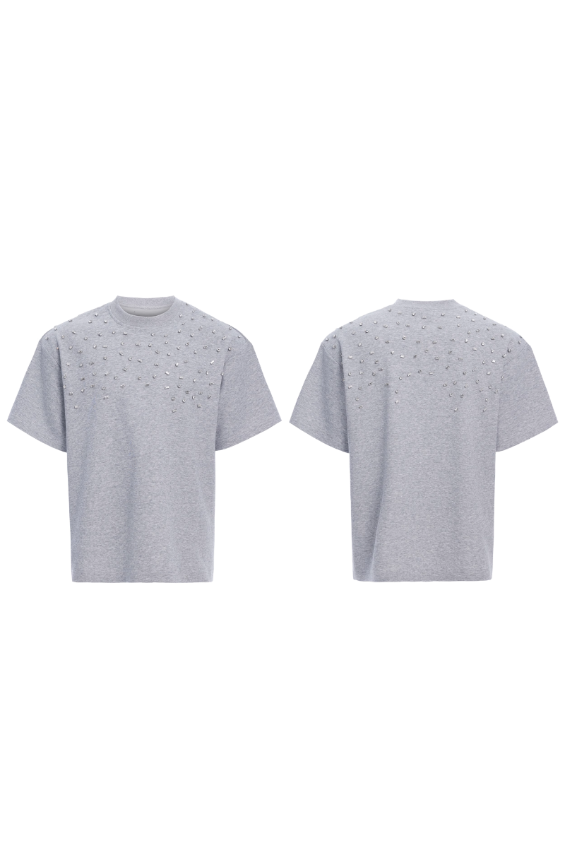 Hand-Sewn Rhinestone Cotton Tee