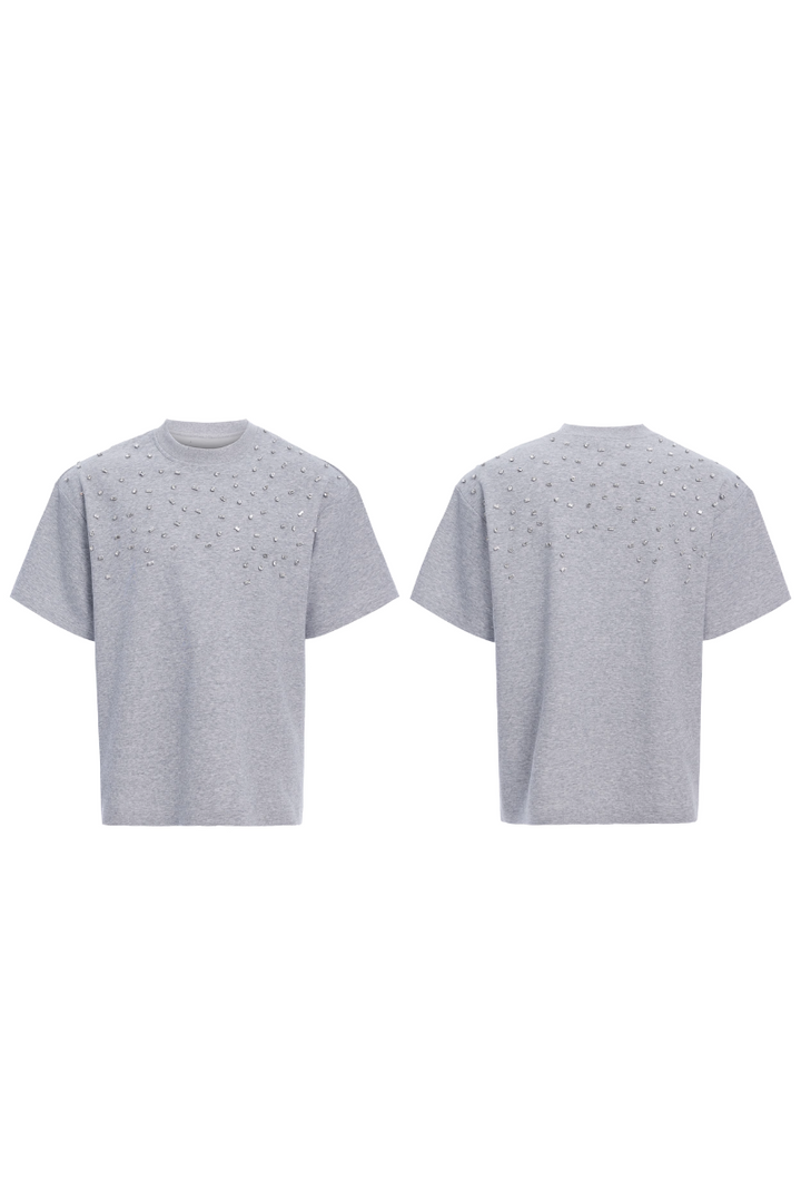 Hand-Sewn Rhinestone Cotton Tee