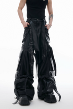 Vintage Strap Pocket Leather Pants
