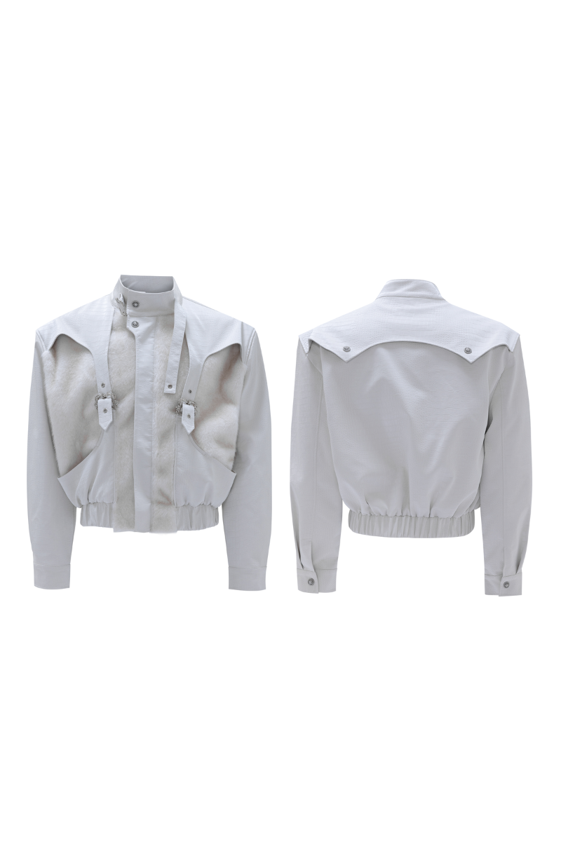 Snakeskin Cropped Leather Jacket