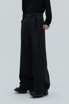 Belted Wool Suit Trousers