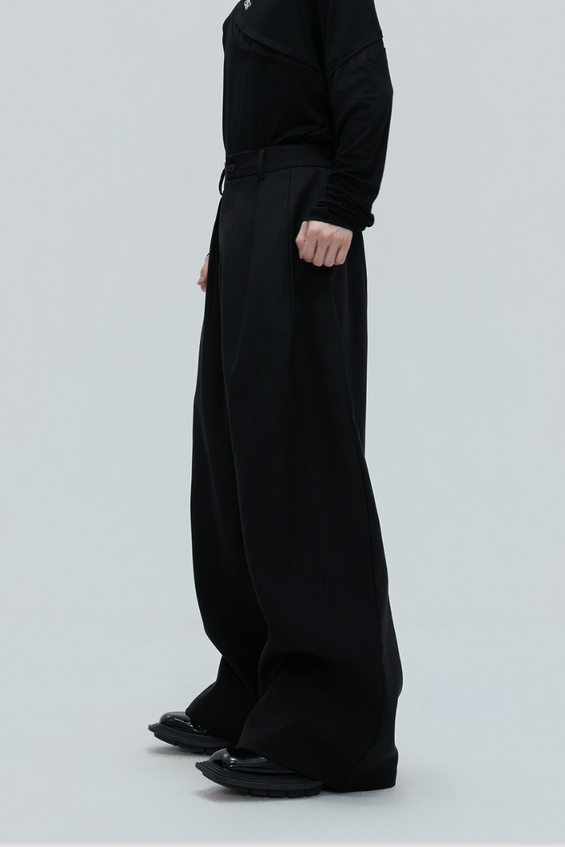 Striped Cinched Waist Trousers