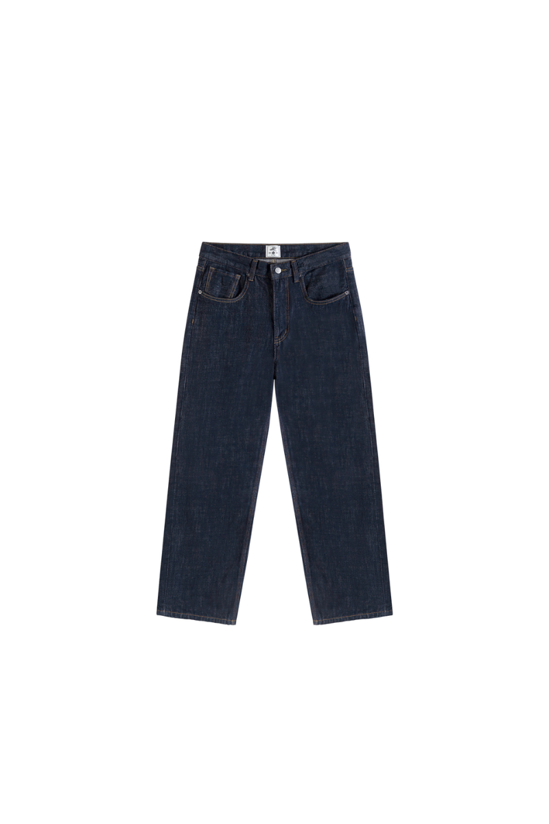 Washed Straight Leg Raw Jeans
