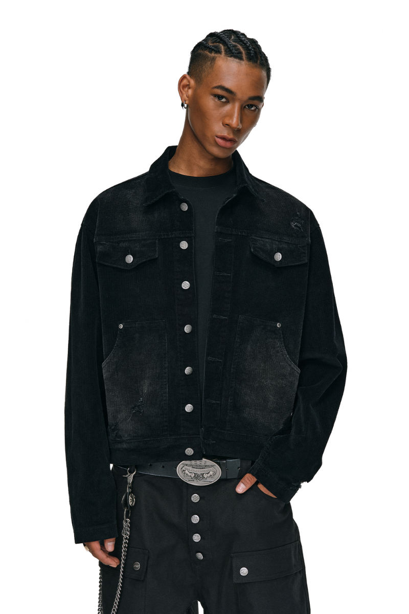 Distressed Corduroy Work Jacket