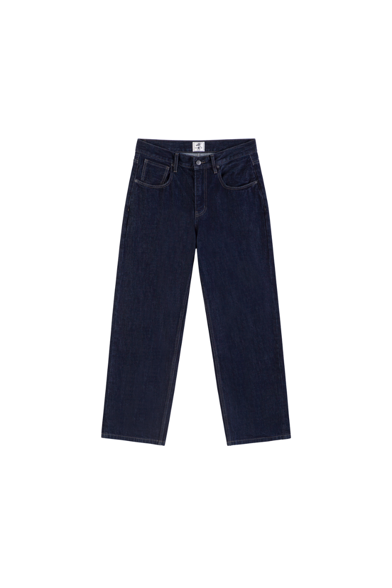 Raw Washed Straight Leg Jeans