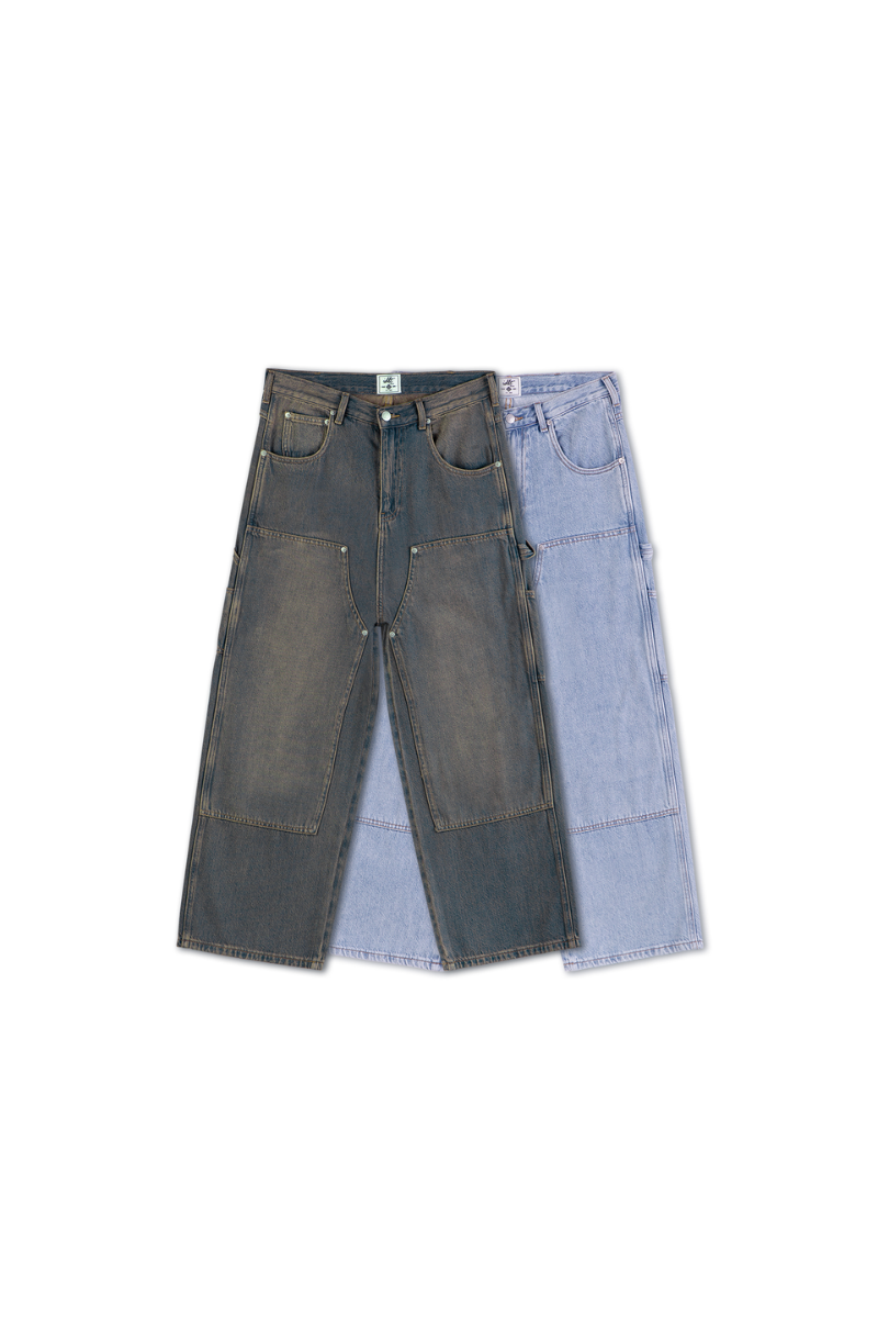 Washed Flare Work Jeans